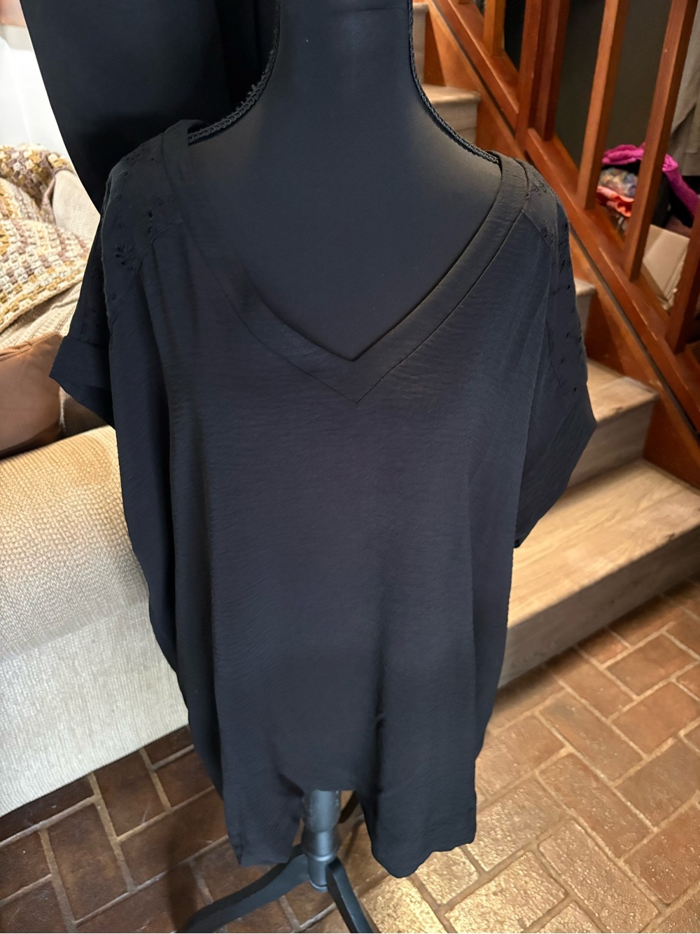 Studio Black V-Neck Short Sleeve Tunic